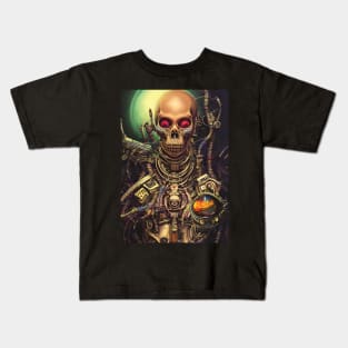 Skeleton Astronaut | Space Skull | Dystopian Art | Skull Astronaut Artwork | Fantasy Astronaut Skull Kids T-Shirt